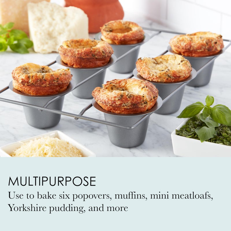 Chicago Metallic 6-Cup Popover Pan, Heavyweight Aluminized Steel with Nonstick Coating, Ideal for Yorkshire Pudding, Muffins, and Popovers - Image 3